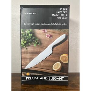 Hunter Dual 15 Piece Knife Set GX-15 German High Carbon Stainless Steel White
